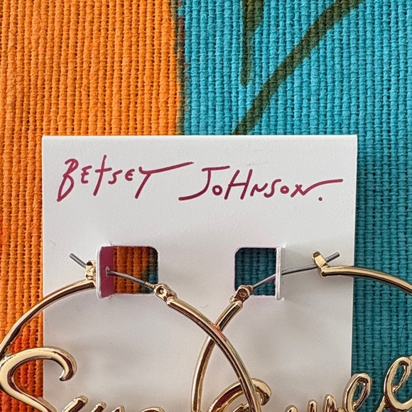 Betsey Johnson Gold Hoops with Red Cherry Accents - Picture 4 of 6